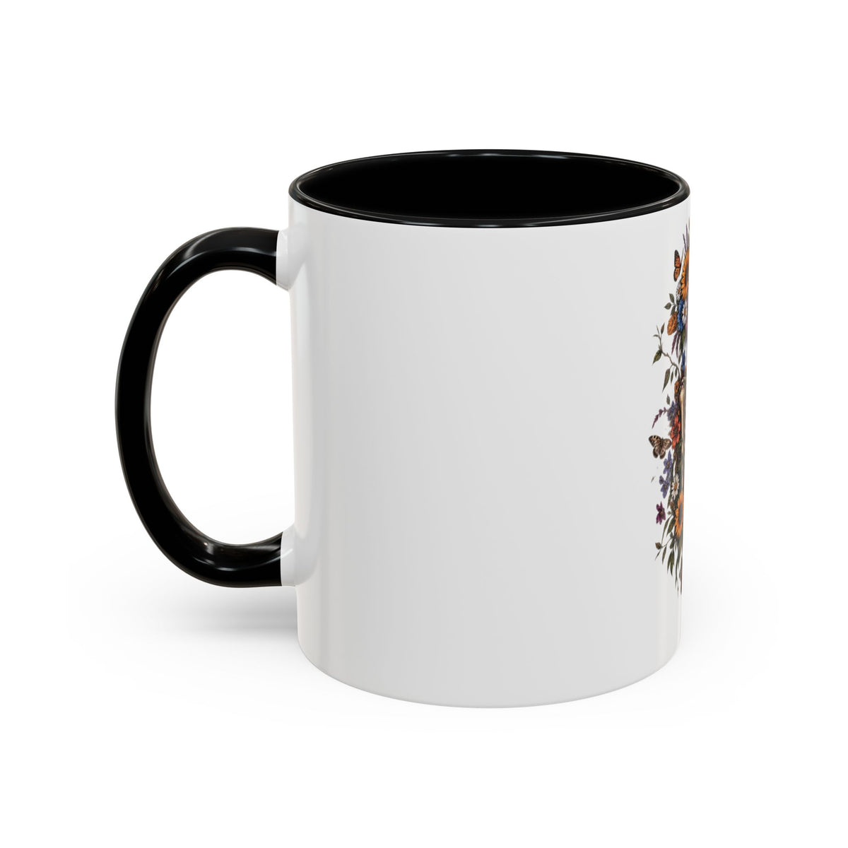 Skull & Moon Floral Coffee Mug — Gothic Botanical Accent Mug