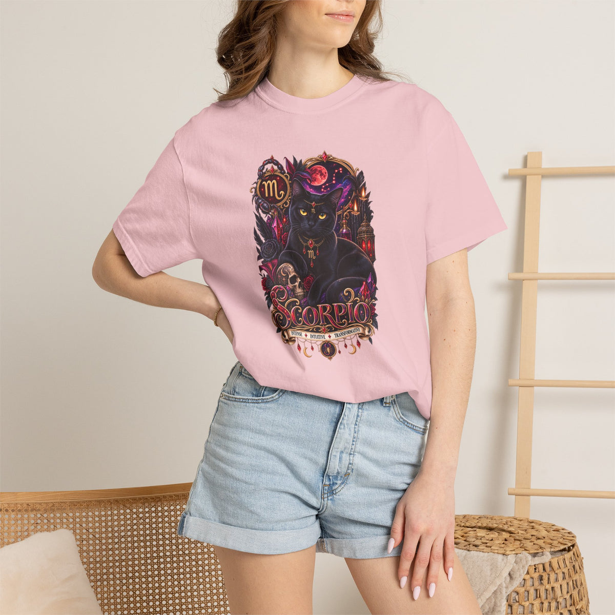 Scorpio Black Cat Zodiac T-Shirt — Dark Mystical Scorpio Graphic Tee