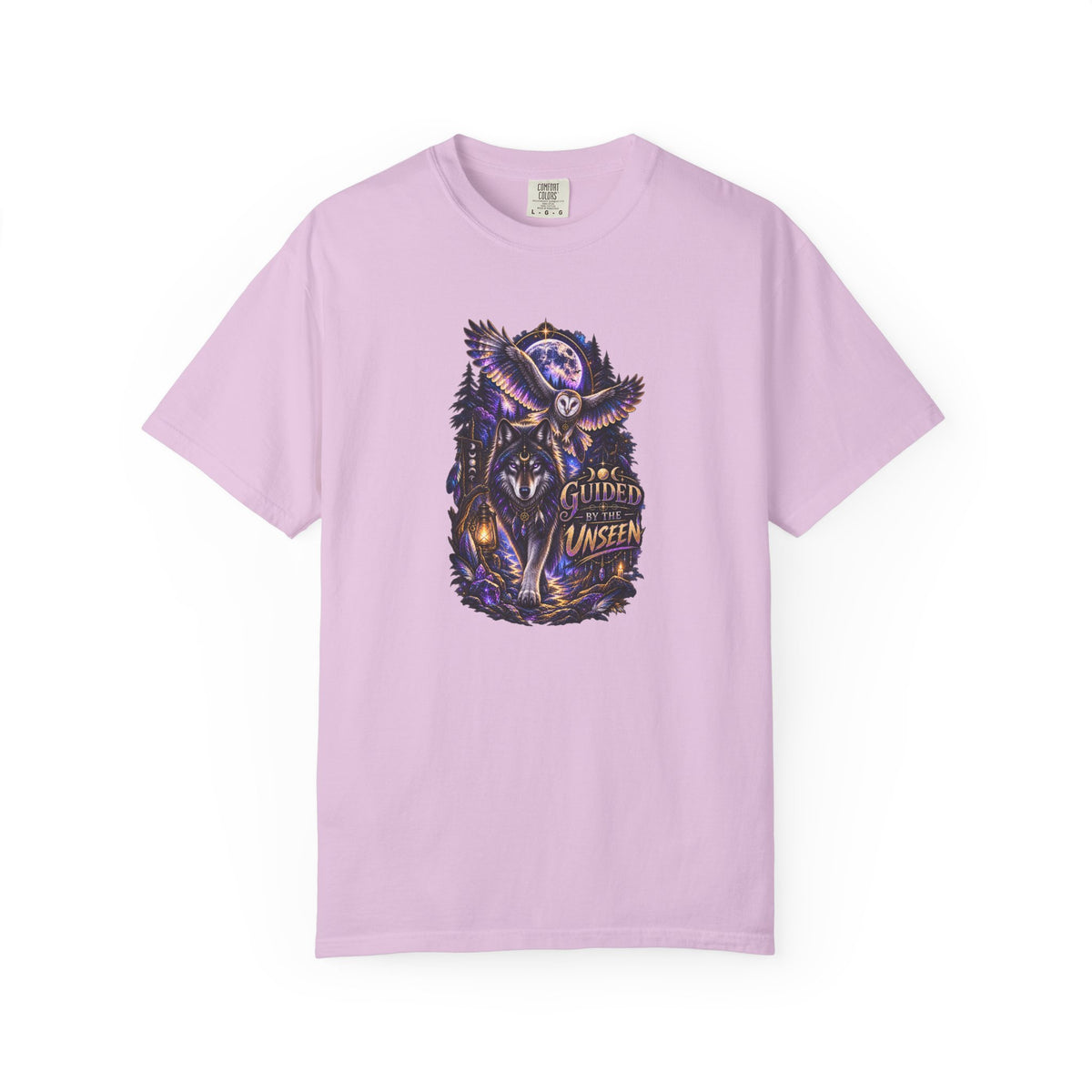 Occult Owl and Wolf Guardian Graphic T-Shirt — 'Guardian of the Unseen' Vintage Night Vibe