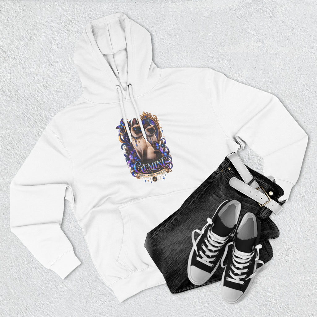 Gemini Siamese Zodiac Hoodie — Mystical Celestial Cat Astrology Design