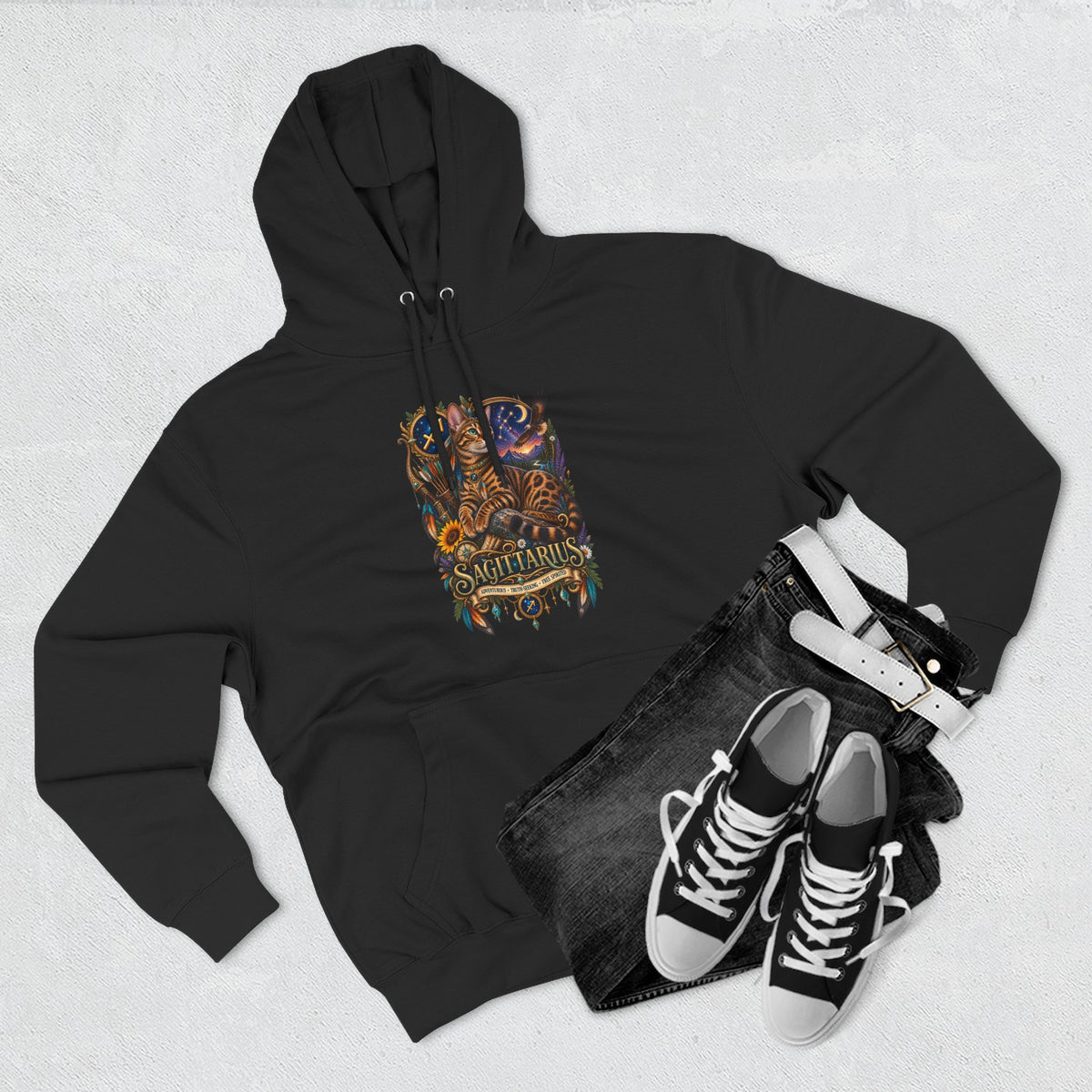 Sagittarius Bengal Zodiac Hoodie — Celestial Archer Constellation Graphic