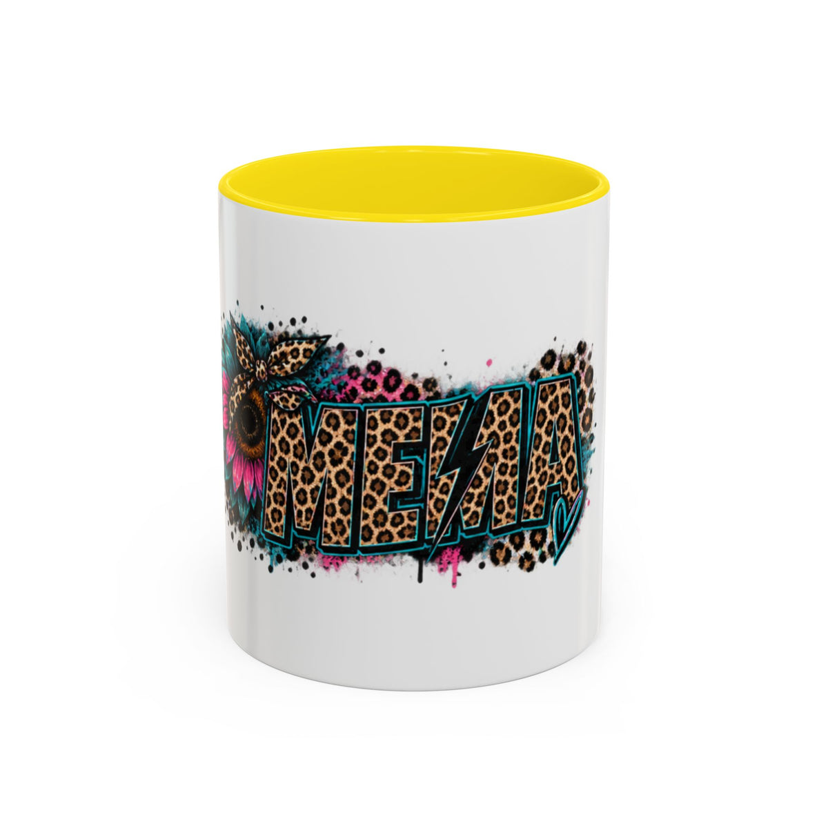 Leopard Print 'Mema' Accent Coffee Mug — Bold Animal Print Ceramic Mug- Mema Gift