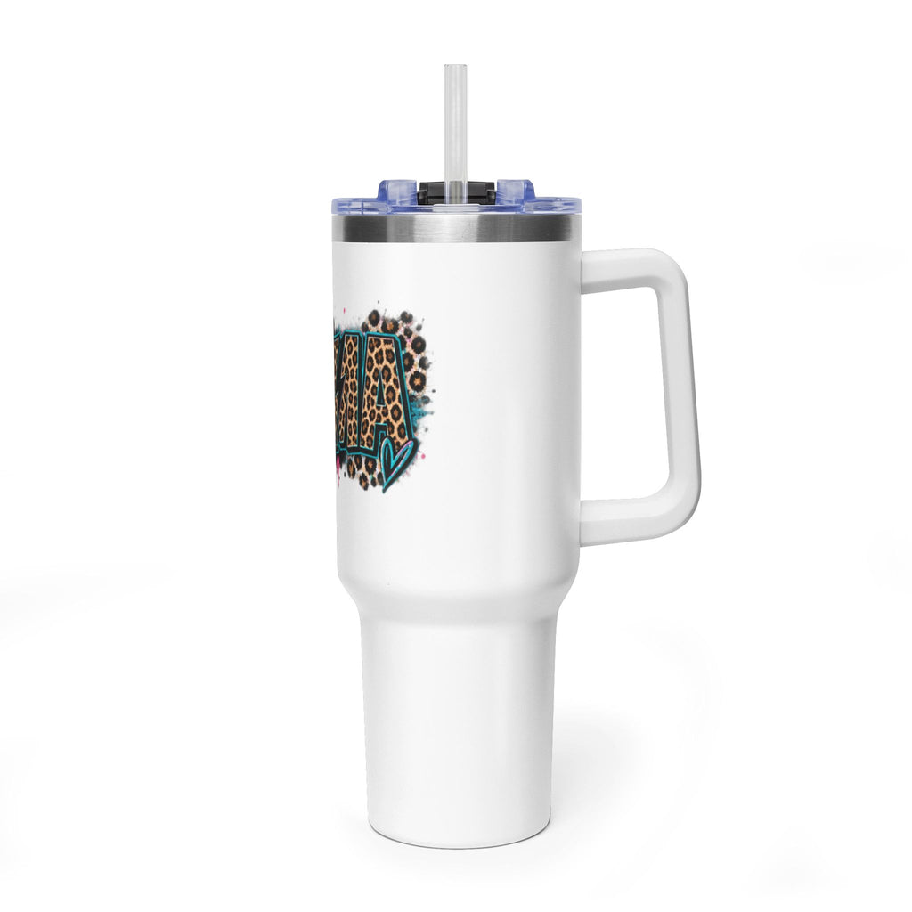 40oz Vacuum Tumbler — Mema Leopard Print Floral Design
