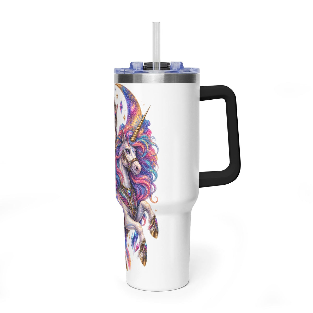 40oz Magical Unicorn Cat Tumbler – Colorful Fantasy Vacuum Insulated Cup