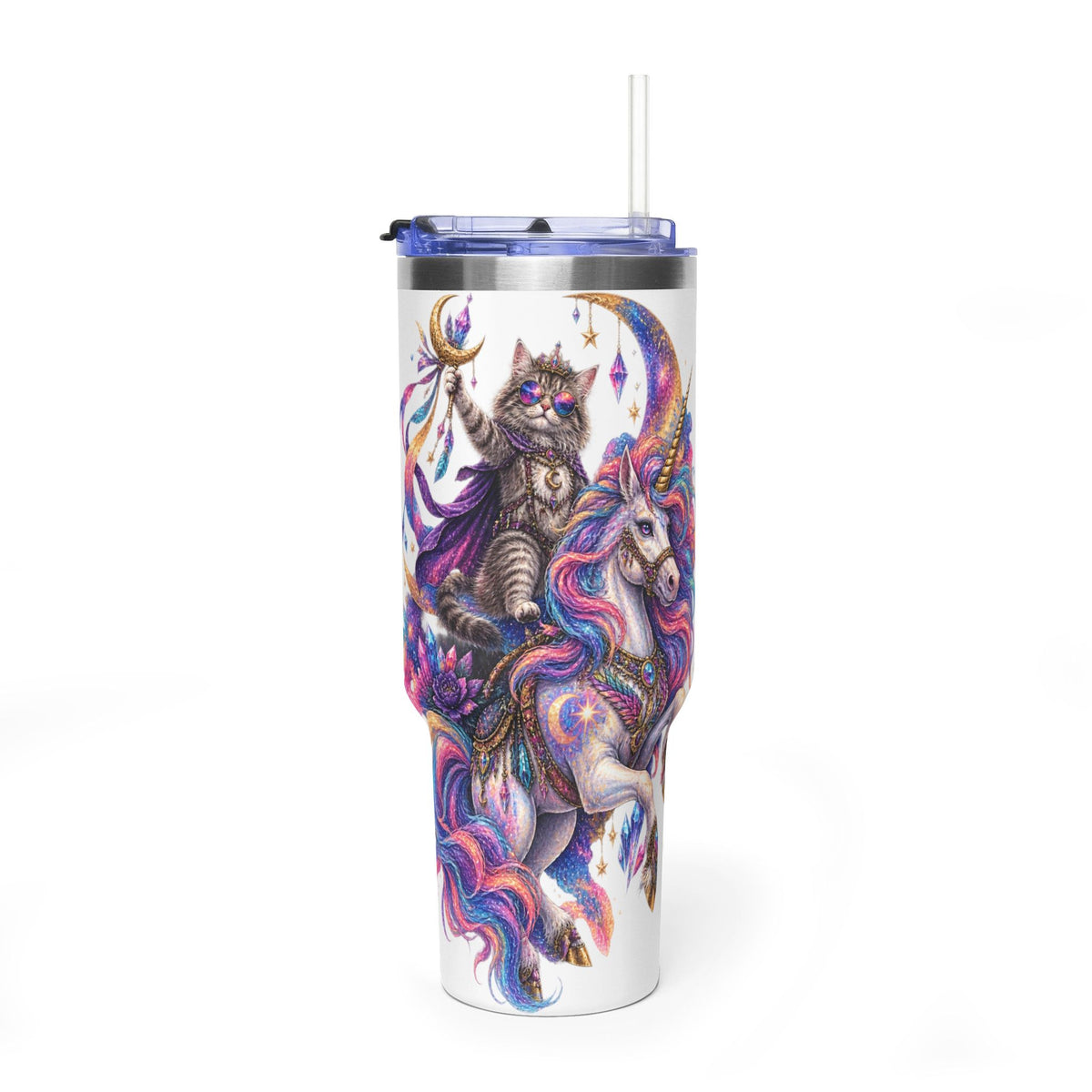 40oz Magical Unicorn Cat Tumbler – Colorful Fantasy Vacuum Insulated Cup