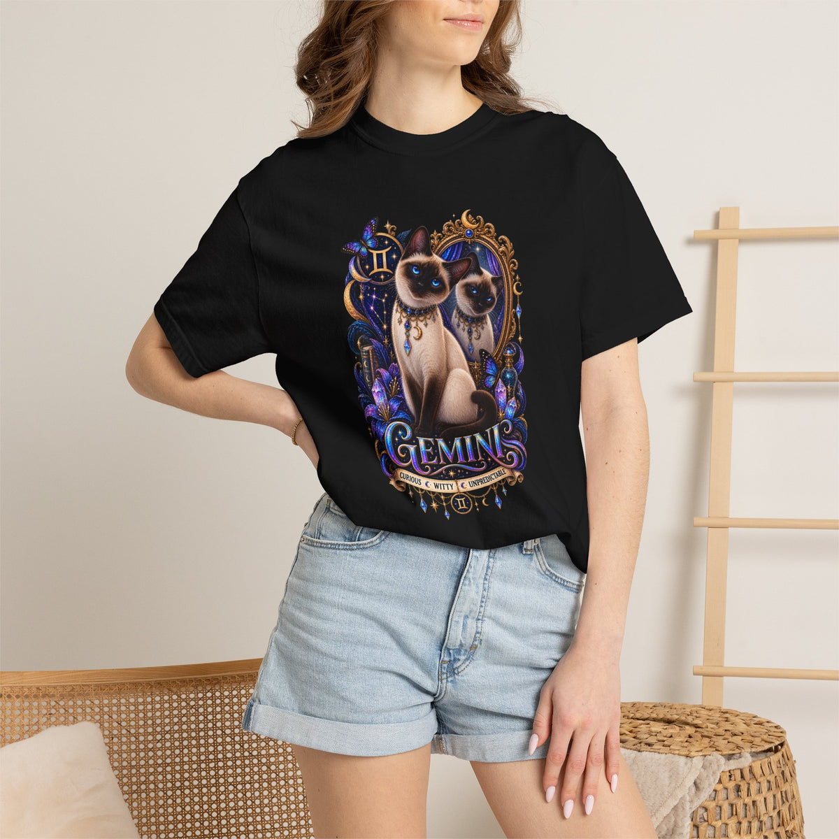 Gemini Siamese Zodiac Cats T-Shirt — Siamese Twin Astrology Tee