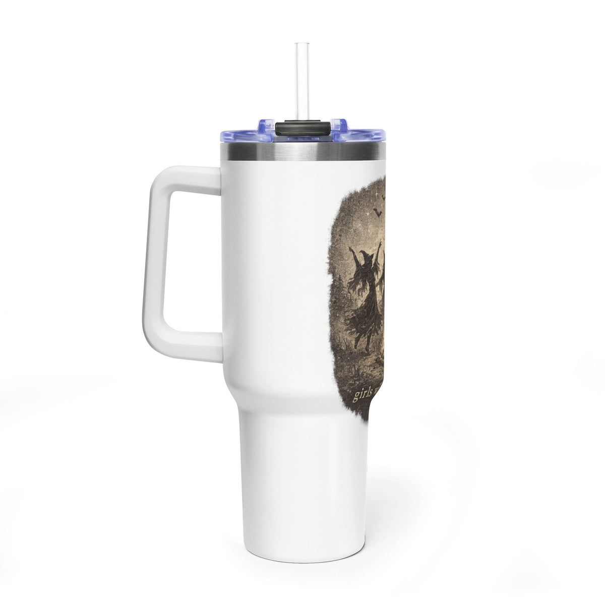 40oz Thermal Tumbler — Vintage Witch Dance "Girls Will Be Girls" Design