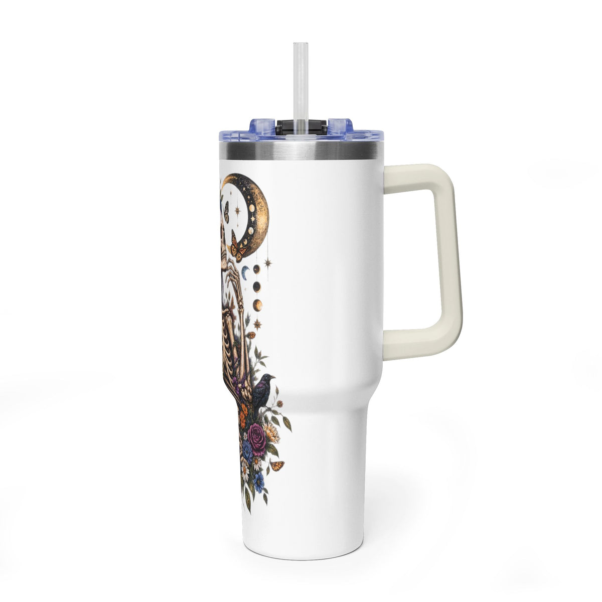40oz Floral Skeleton Tumbler – Insulated Vacuum Travel Mug
