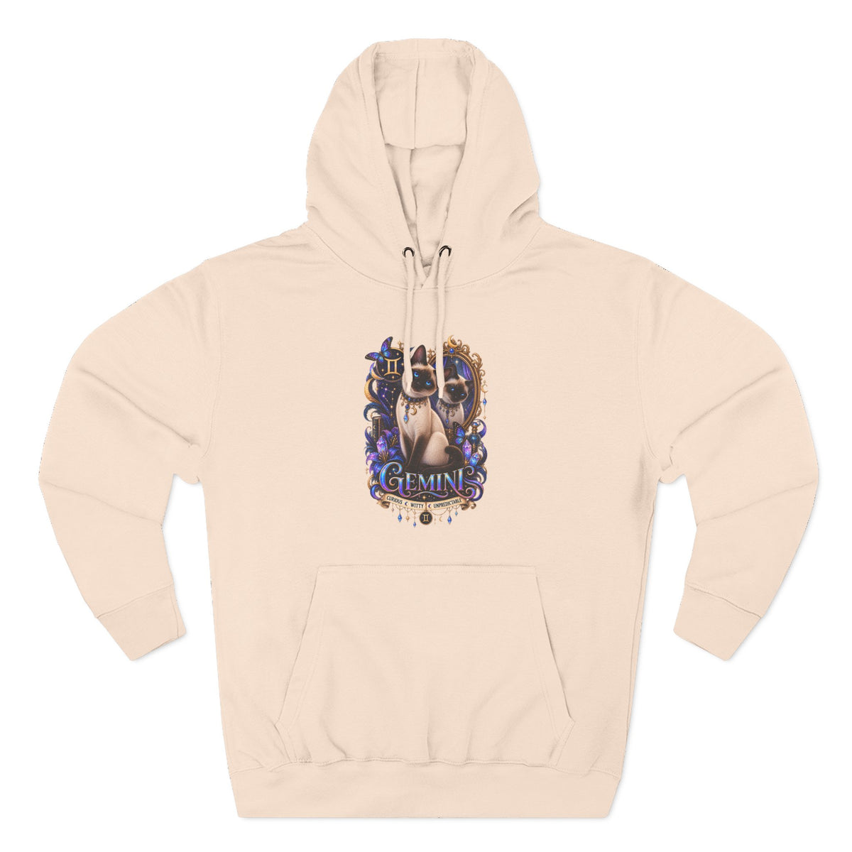 Gemini Siamese Zodiac Hoodie — Mystical Celestial Cat Astrology Design