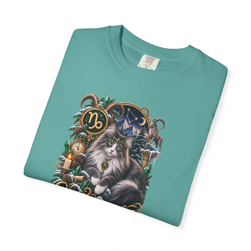 Capricorn Zodiac Norwegian Mountain Cat T-Shirt — Astrological Horoscope Tee