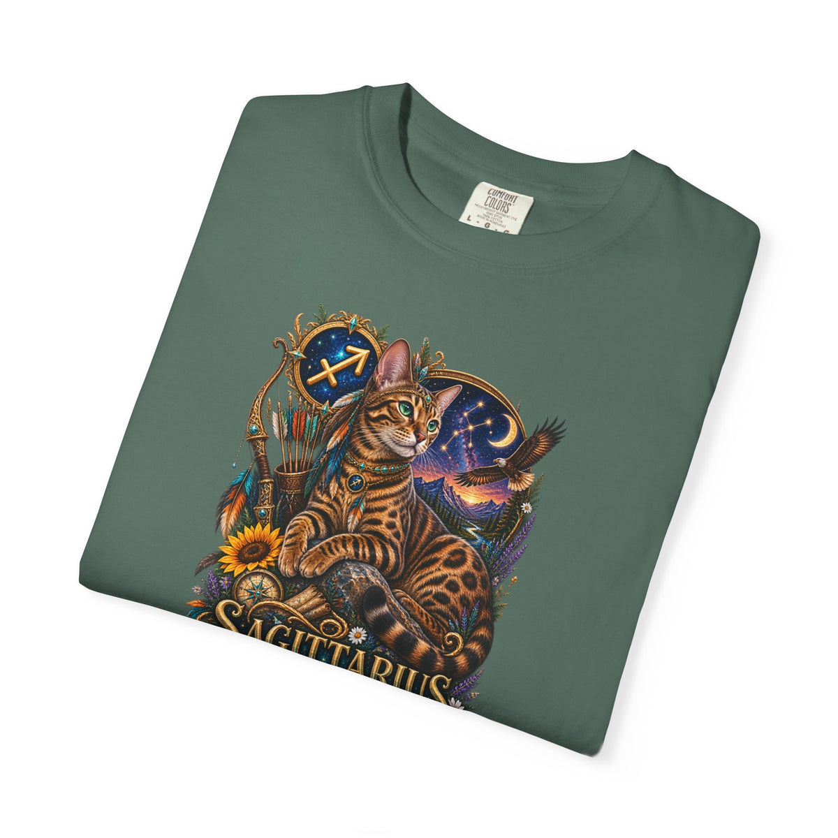Sagittarius Zodiac Bengal Cat T-Shirt — Astrological Archer Horoscope Tee