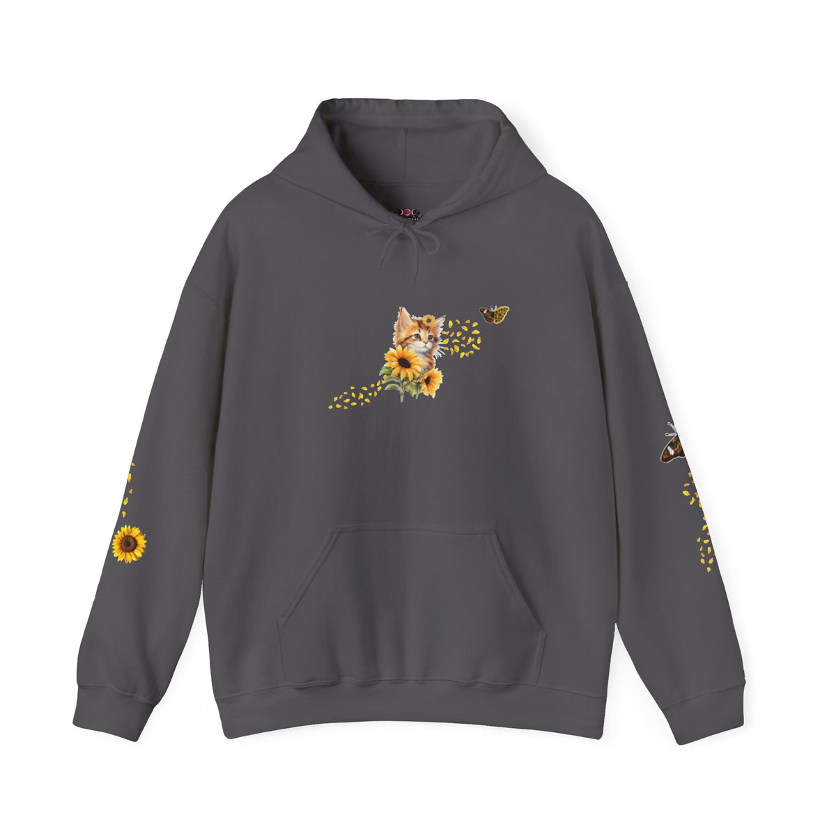 Sunflower Kitten Hoodie | Cute Cat, Sunflower Sleeve Design
