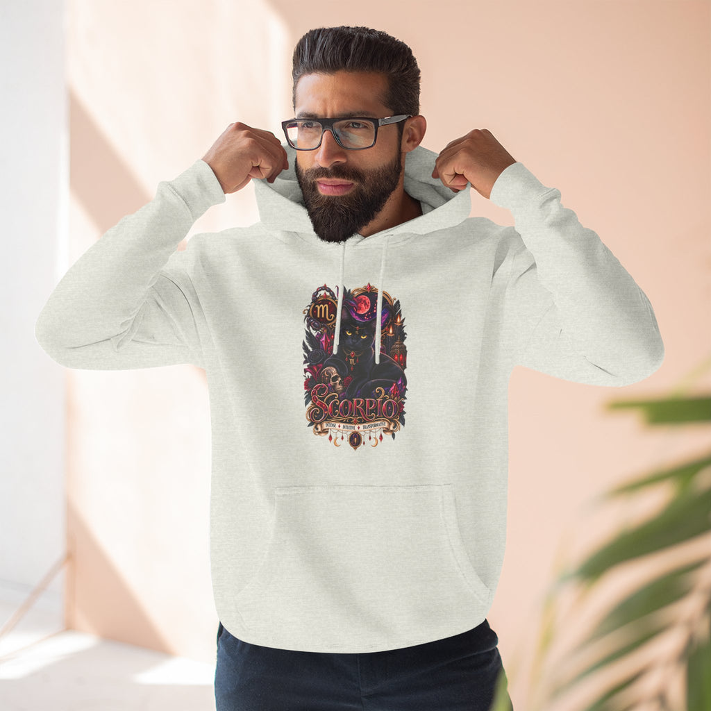 Scorpio Bombay Black Cat Floral Zodiac Hoodie — Intricate Scorpion Zodiac Sign