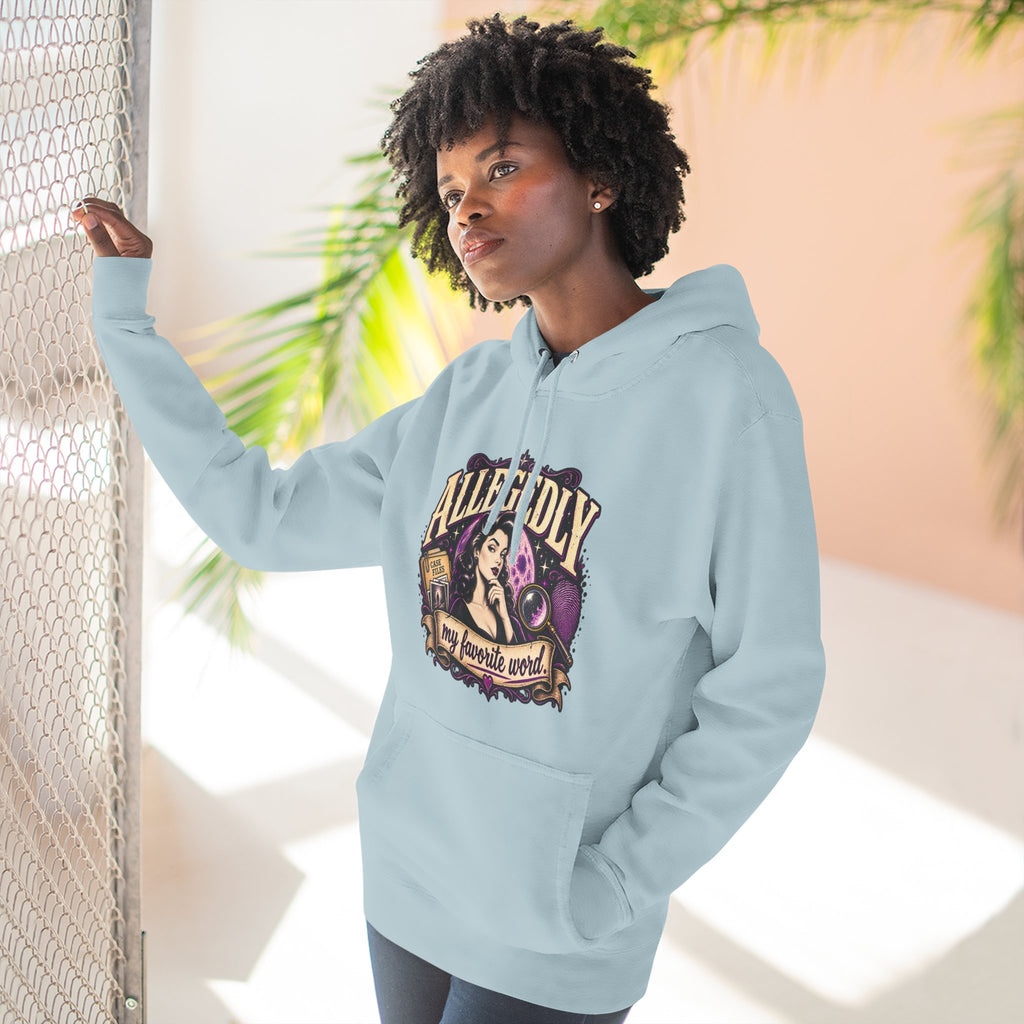 Hoodie — "Allegedly My Favorite Word" Retro Witch Graphic