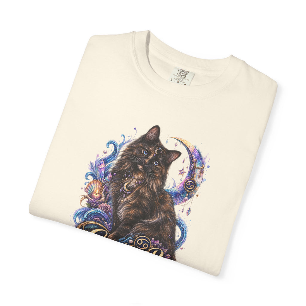 Cancer Zodiac T‑Shirt — Mystical Tortoiseshell   Cat Horoscope Design