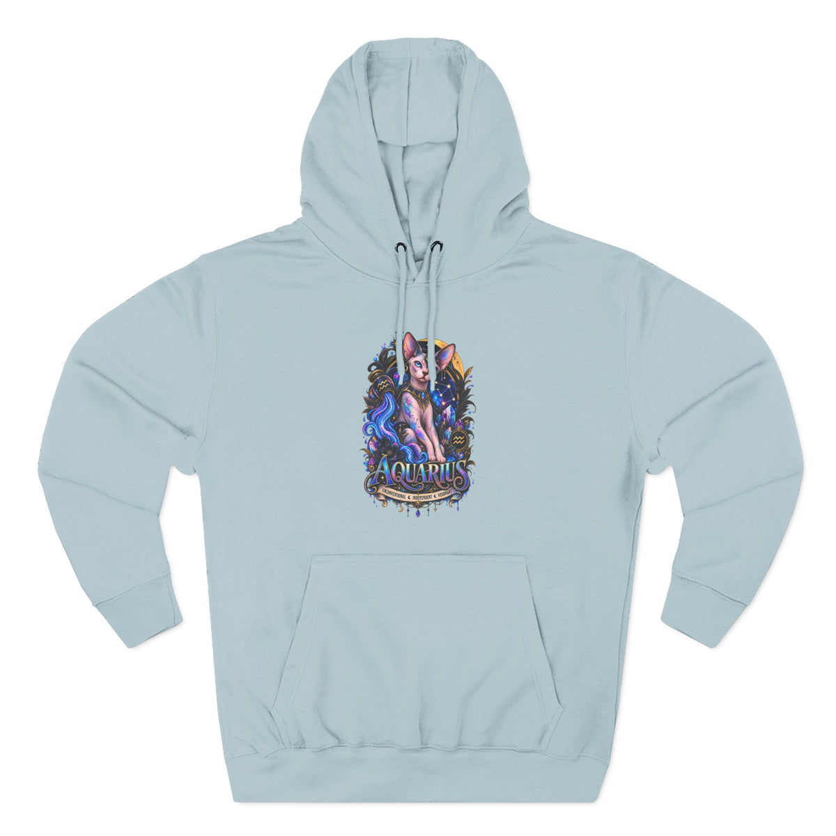 Aquarius Sphynx Cat Zodiac Hoodie- Celestial Astrology Cat Lover Sweatshirt