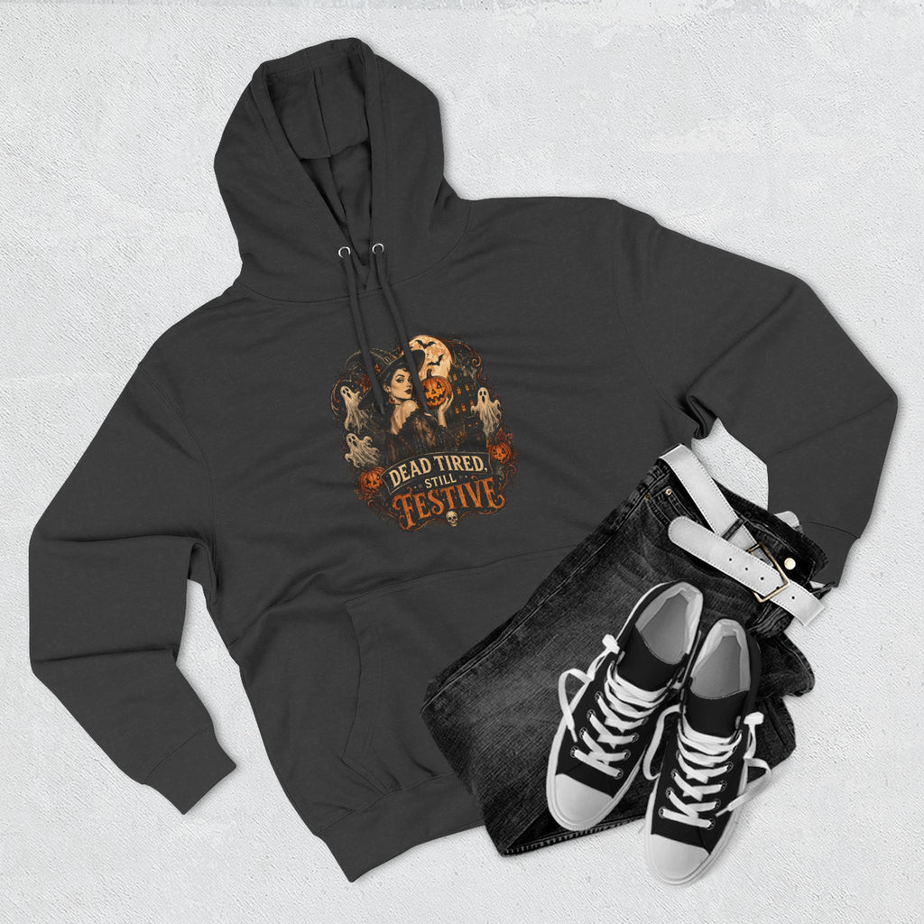 Dead Tired but Festive Hoodie — Funny Halloween Pullover