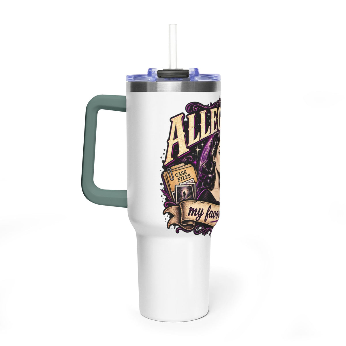 40oz Vacuum Tumbler - "Allegedly" Retro Detective Graphic