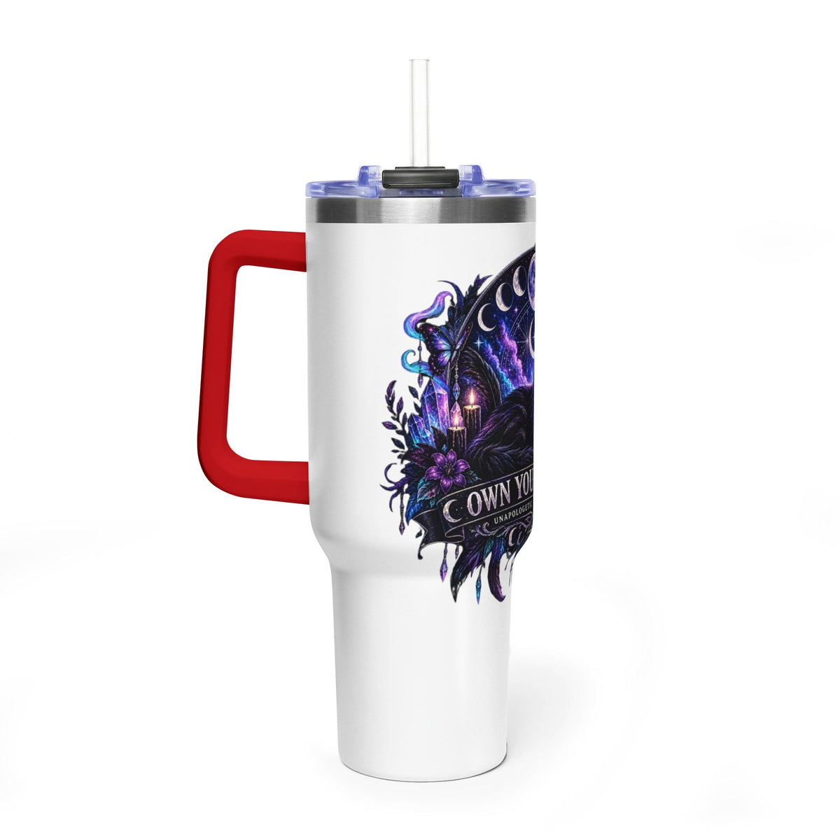 40oz Witchy Cat Thermal Tumbler – 'Own Your Energy' Insulated Travel Mug