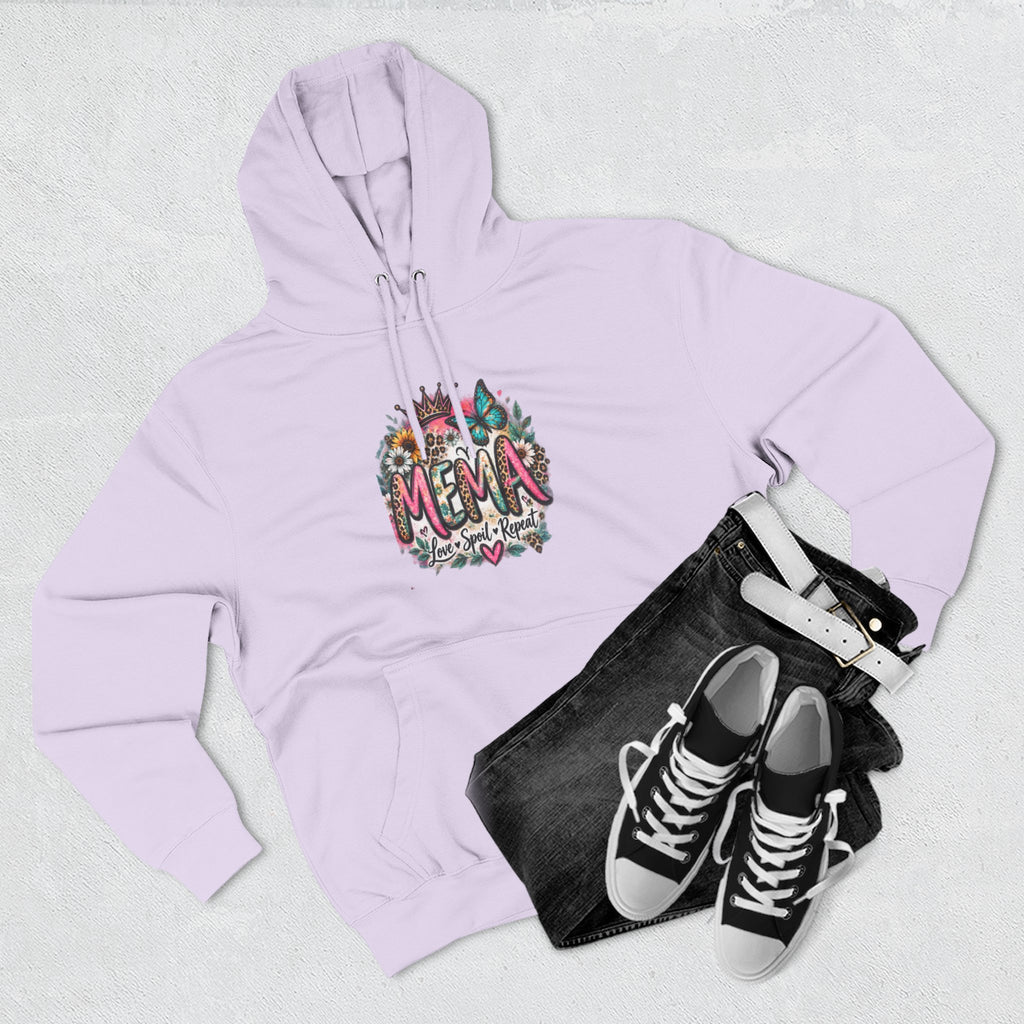 Mema Floral Hoodie — Cozy Fleece Pullover with Sunflower & Succulent Design