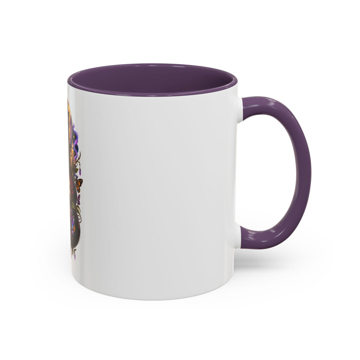 Black Cat & Skull Floral Accent Coffee Mug — Gothic Halloween Coffee Cup (11/15oz)
