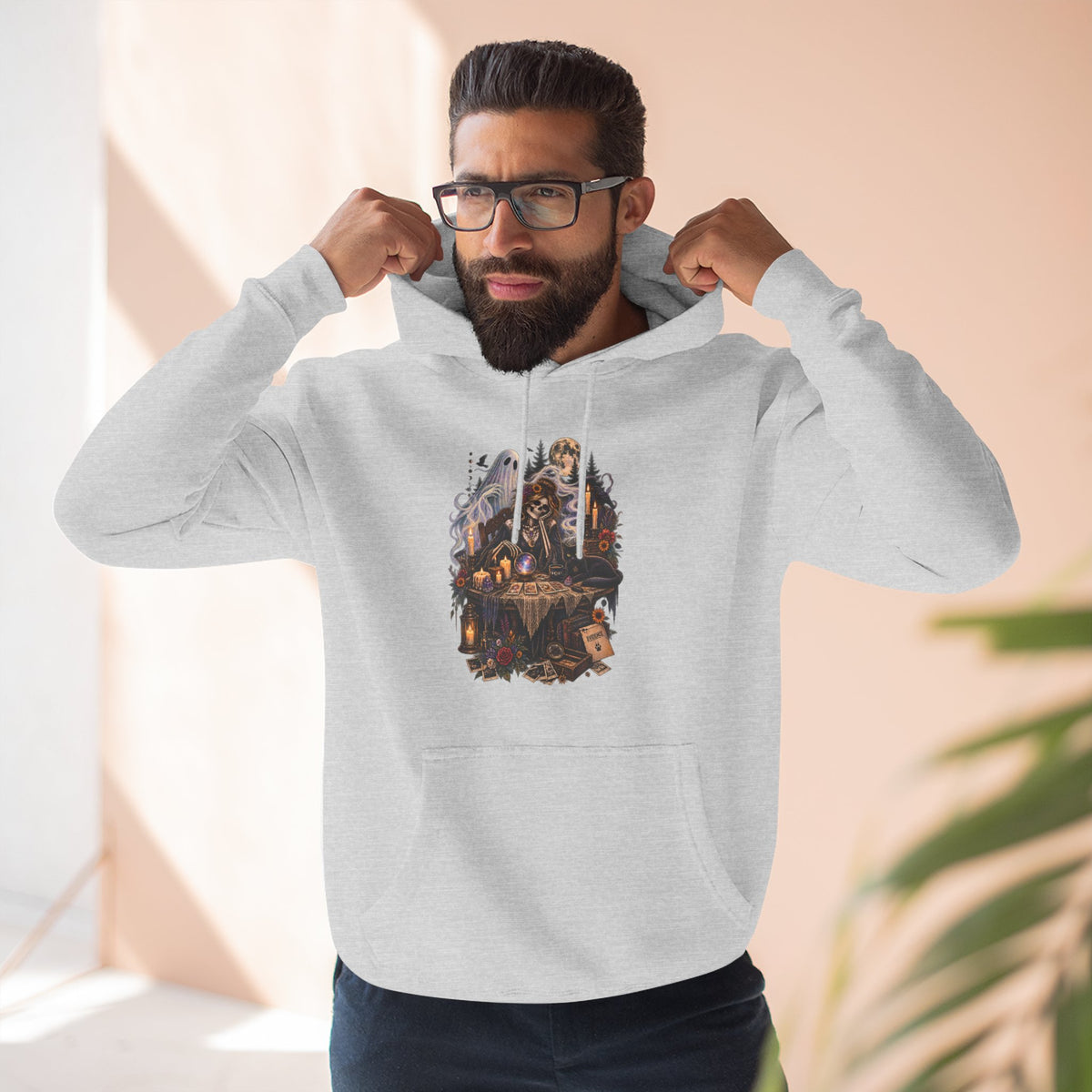Skeleton, Cat and Ghost Tarot Seance- Paranormal Tees