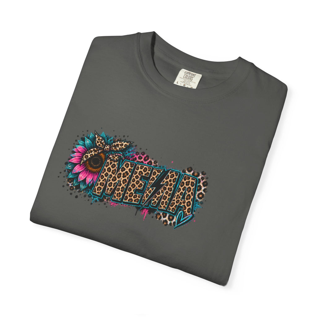 MEMA Leopard Floral Logo T-Shirt — Vintage Animal Print Graphic Tee