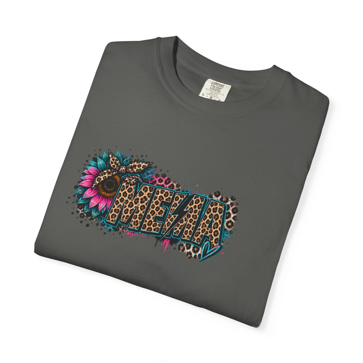 MEMA Leopard Floral Logo T-Shirt — Vintage Animal Print Graphic Tee