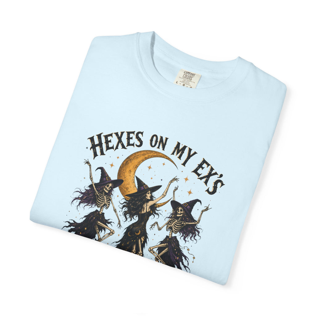 Witches and skeleton Graphic T-Shirt — "Hexes On My Ex's" Moon Witch Tee