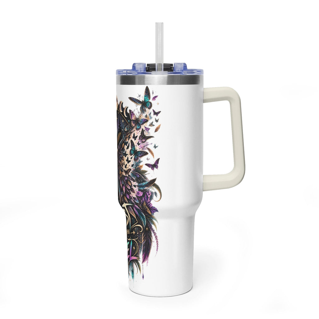 40oz Vacuum Tumbler — 'Trust What You Feel' Moth Nightscape Insulated Cup