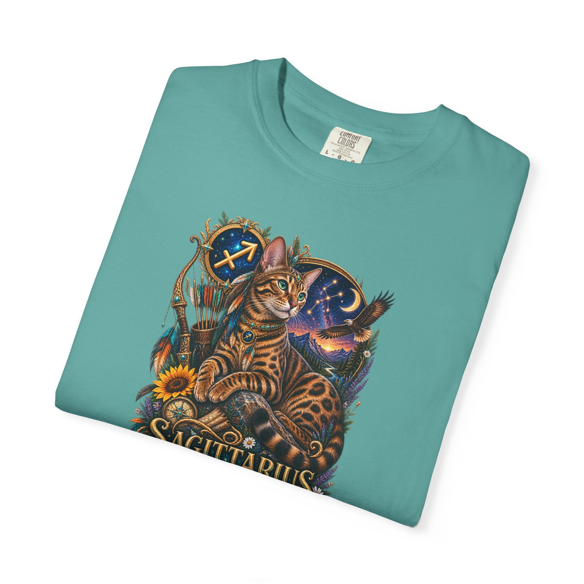 Sagittarius Zodiac Bengal Cat T-Shirt — Astrological Archer Horoscope Tee