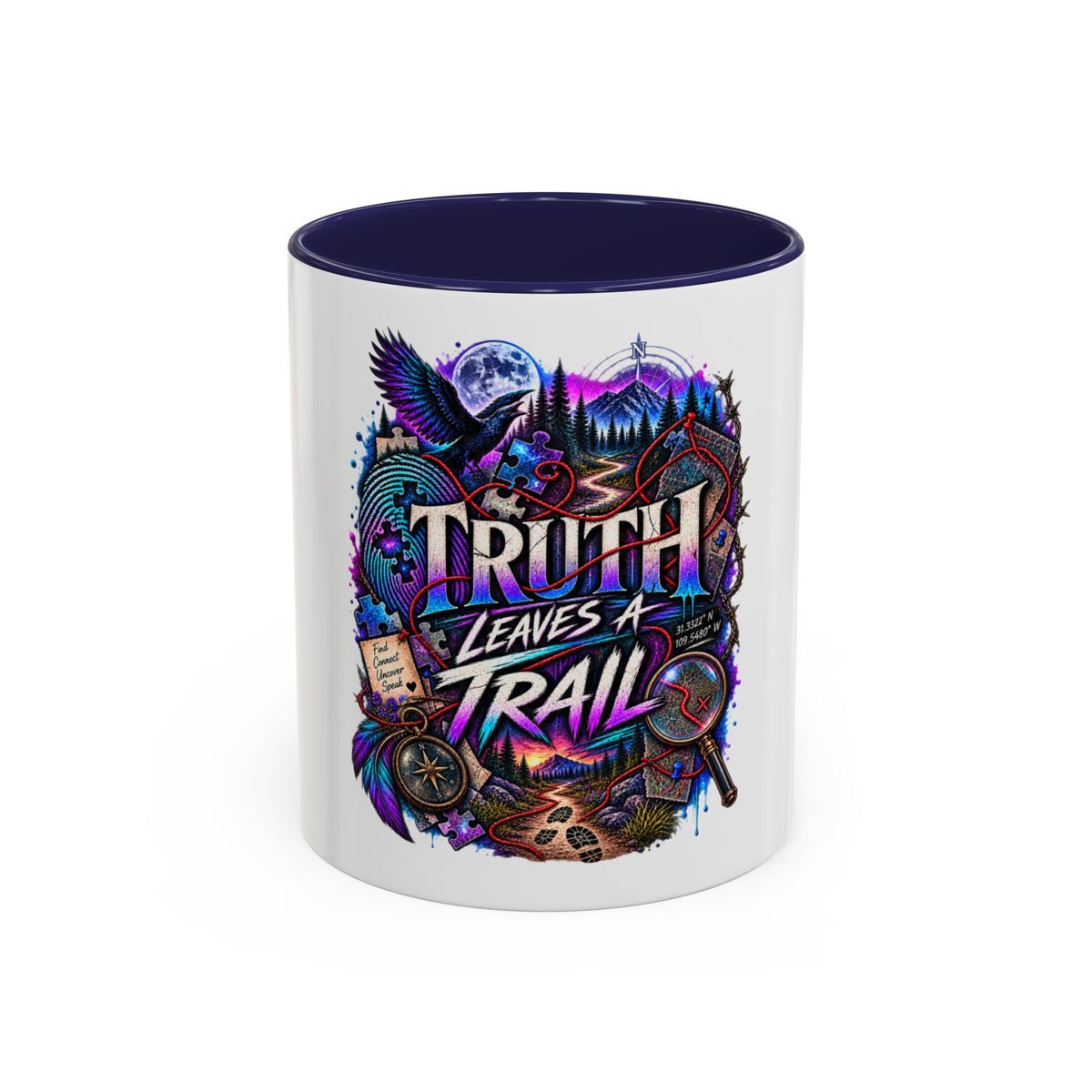 Truth Leaves a Trail Coffee Mug — Mystery Detective Noir Design (11/15 oz)