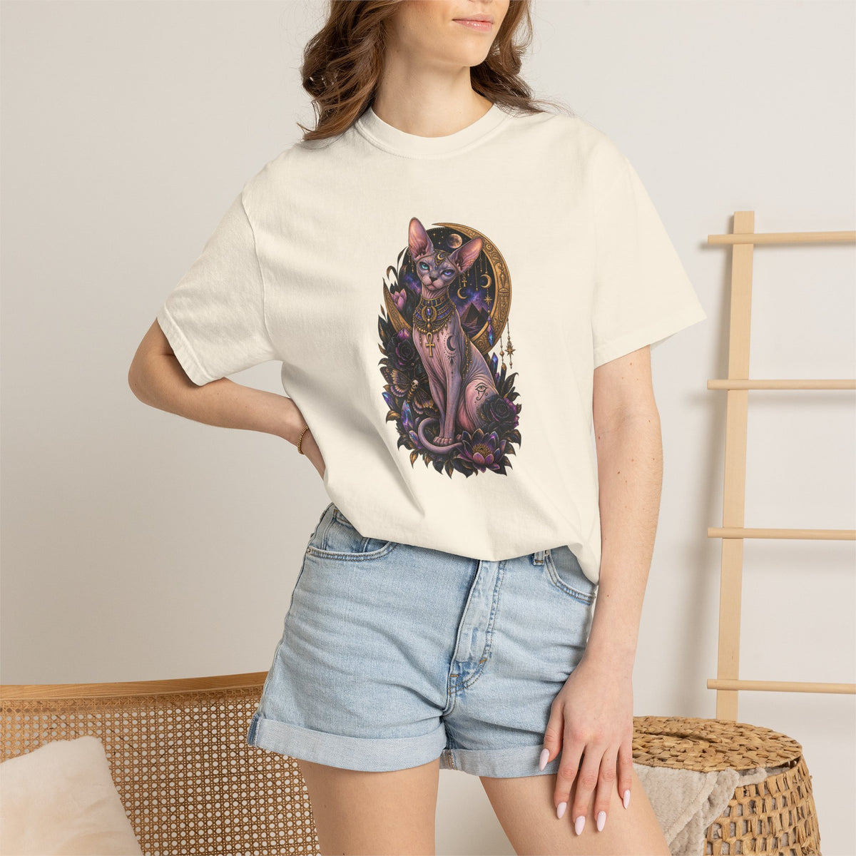 Egyptian Sphynx Moon cat Graphic T-Shirt
