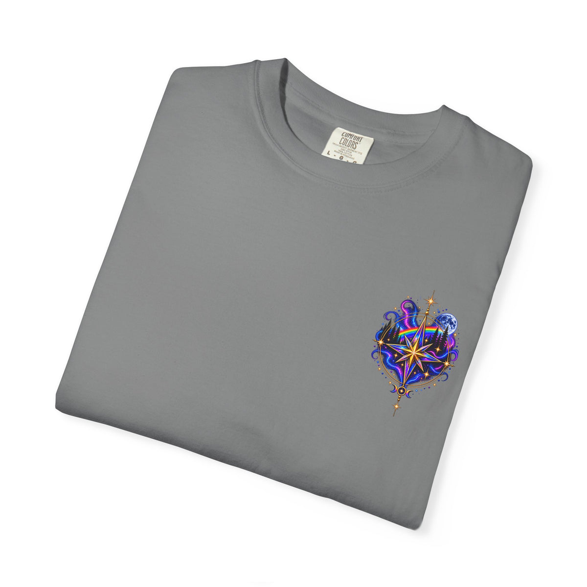 T-Shirt — "Guided by Light, Bound to Truth" Cosmic Forest Graphic