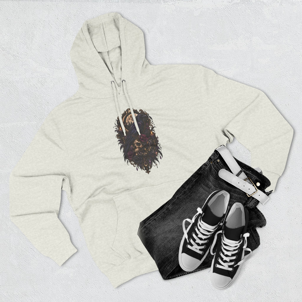 Raven Skull Graphic Hoodie — Gothic Fleece Pullover