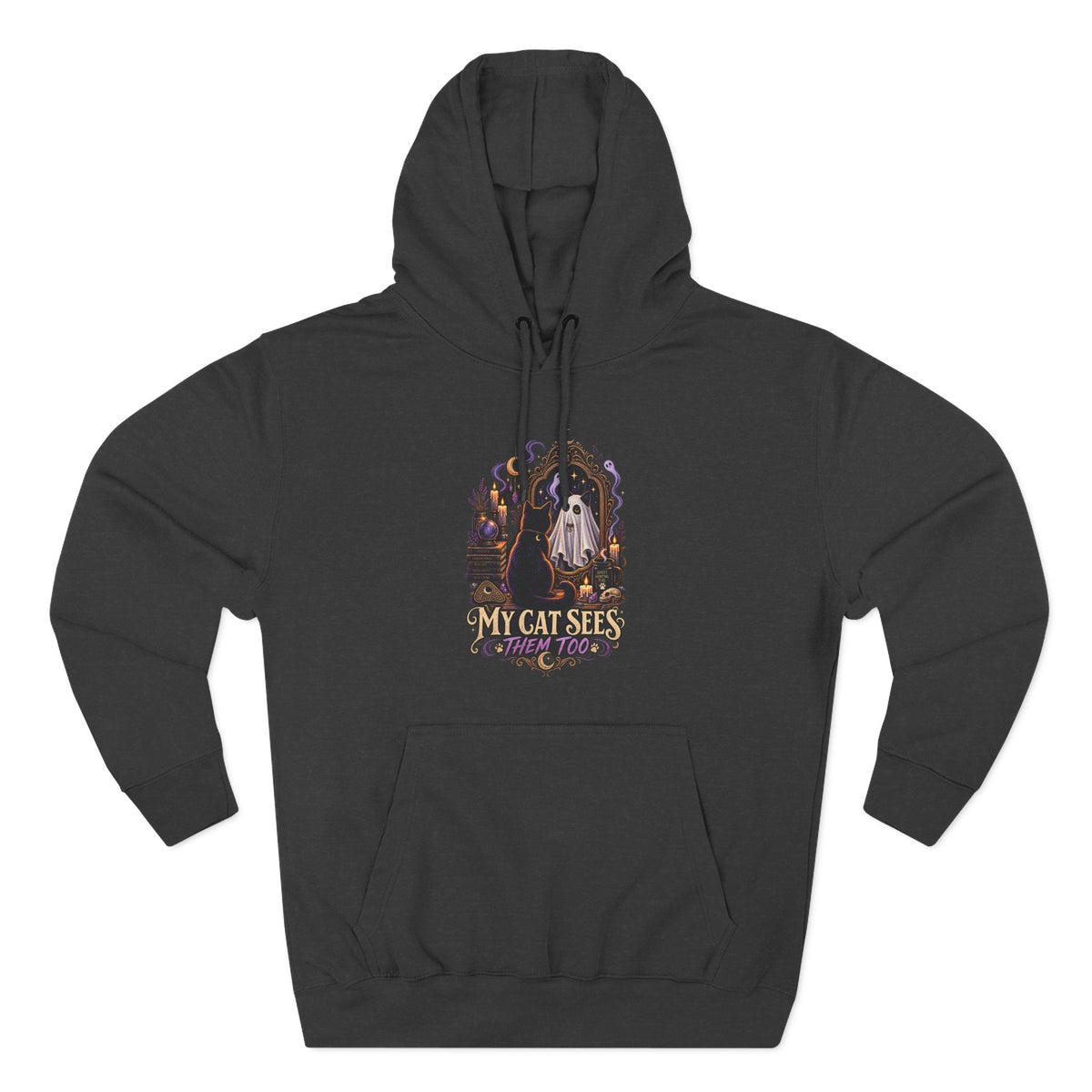 My Cat Sees Them Too- Black Cat Ghost Hoodie