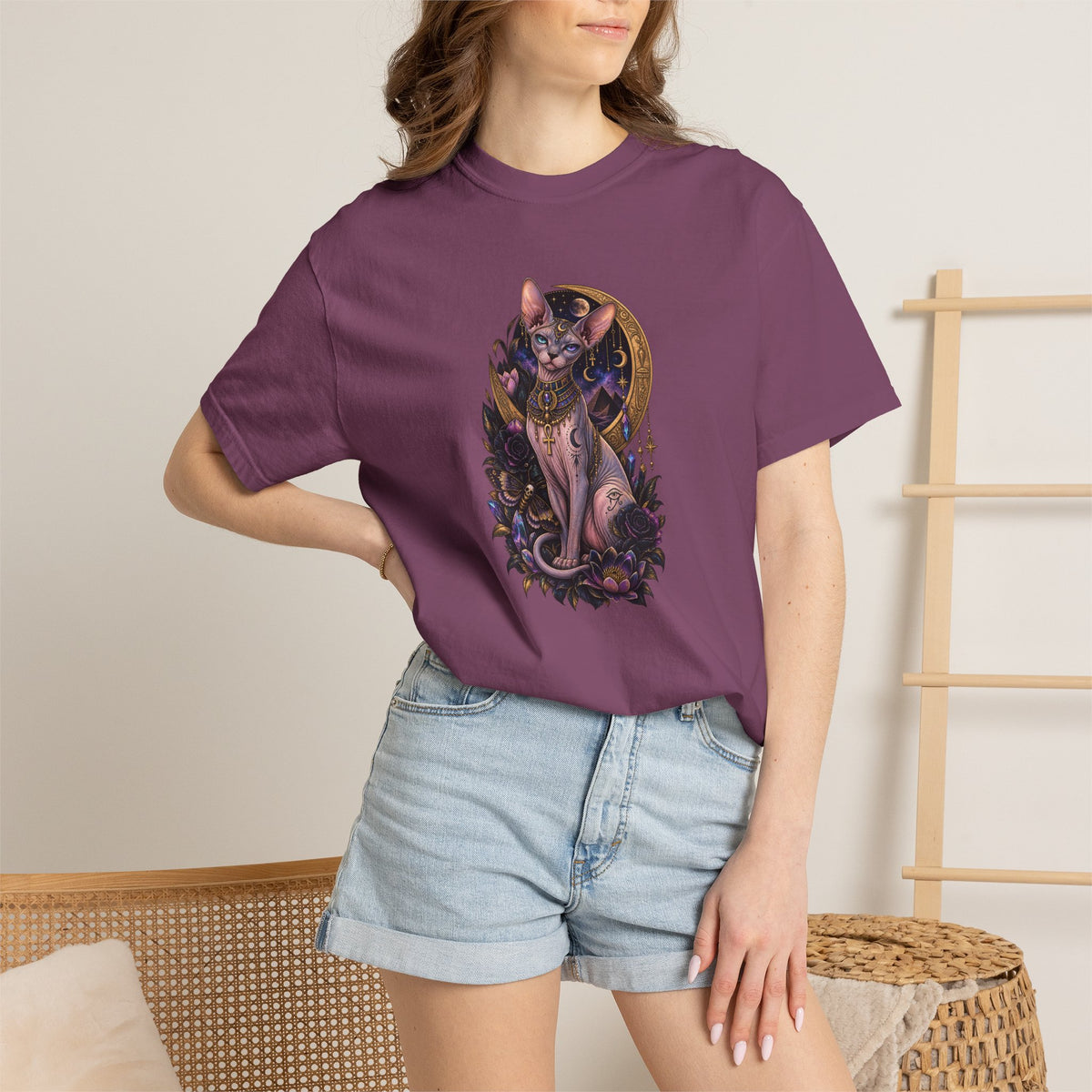 Egyptian Sphynx Moon cat Graphic T-Shirt