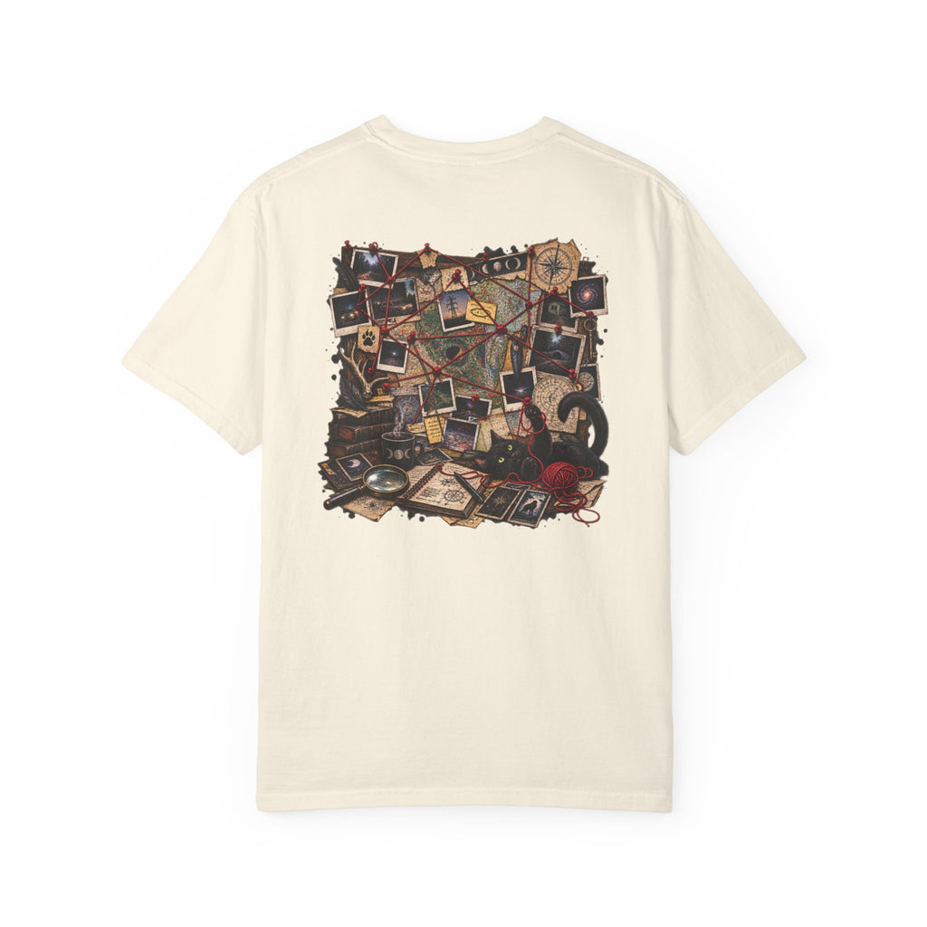 Mystery Evidence Board T-Shirt — Crime Scene Collage Graphic Tee