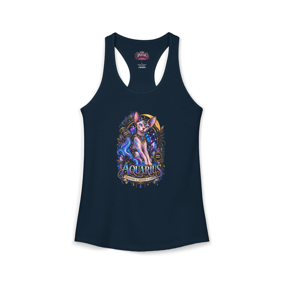 Aquarius Sphynx Cat Zodiac Tank- Celestial Astrology Cat Lover Tank