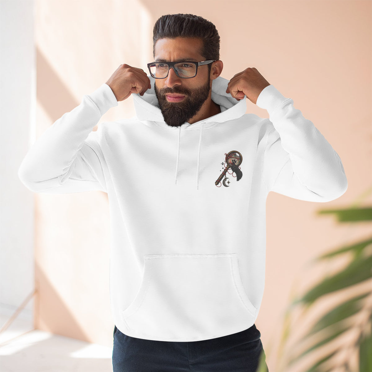 Detective Collage Hoodie — Vintage Mystery Photos & Magnifying Glass Graphic