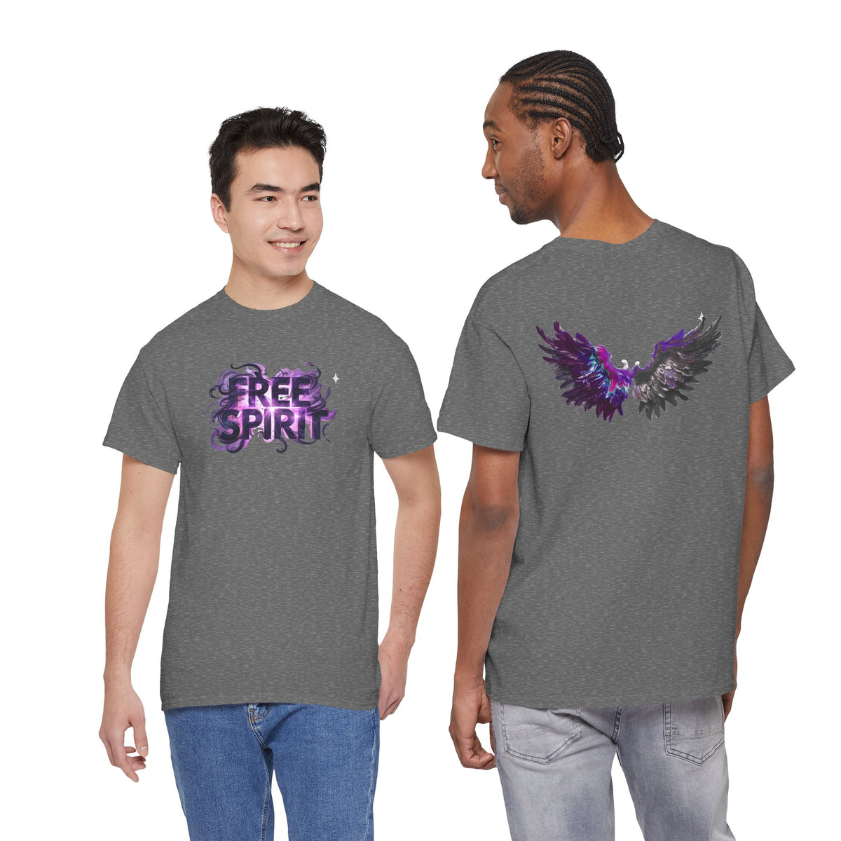Free Spirit Tee — Purple Galaxy Wings Graphic T-Shirt