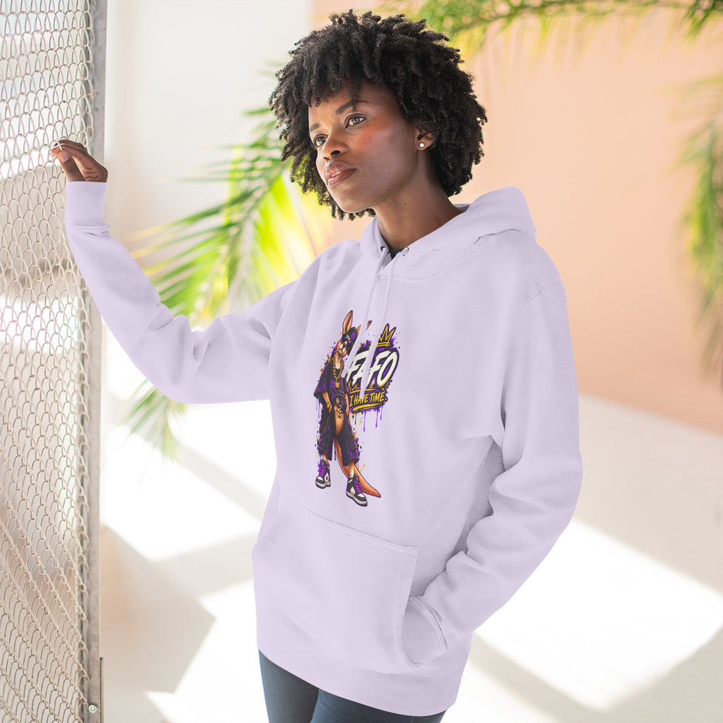 Streetstyle Kangaroo Graphic Hoodie — "FAFO" Retro Character Pullover