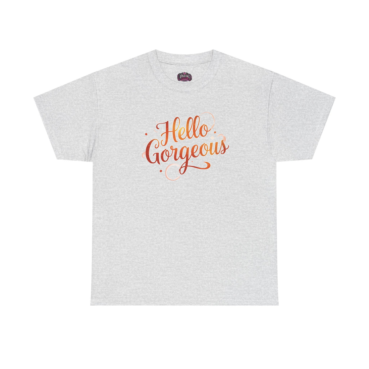 Hello Gorgeous Sunset T-Shirt — Feminine Script Graphic Tee