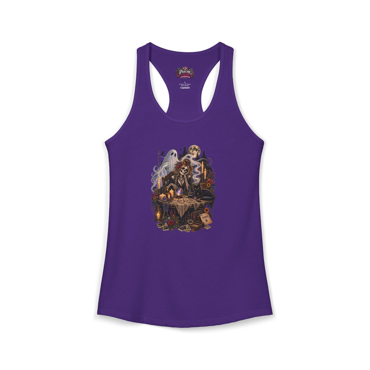 Ghost, Skeleton and Black Cat Read Tarot Cards Tank