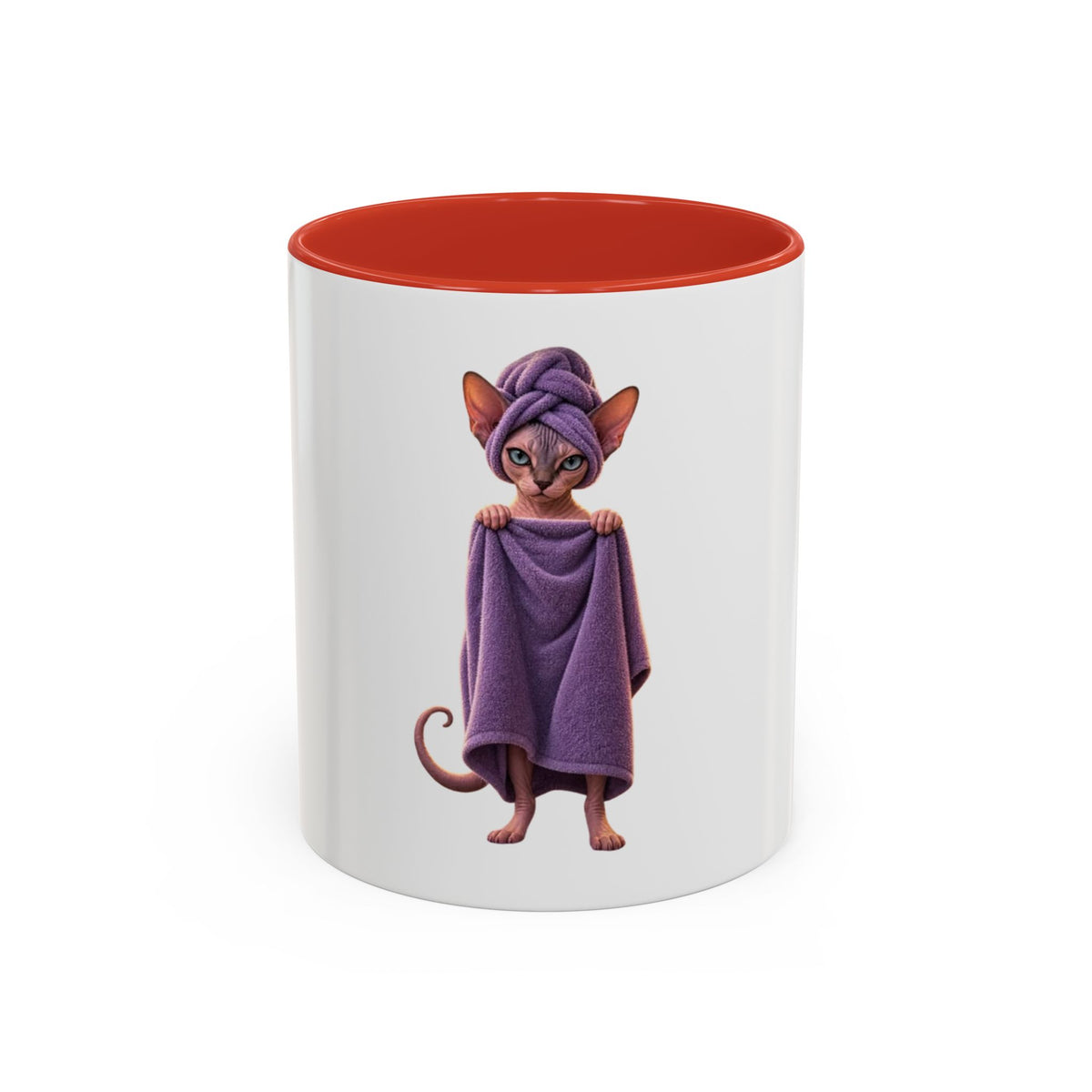 Sphynx Cat in Purple Towel Accent Coffee Mug (11/15 oz)