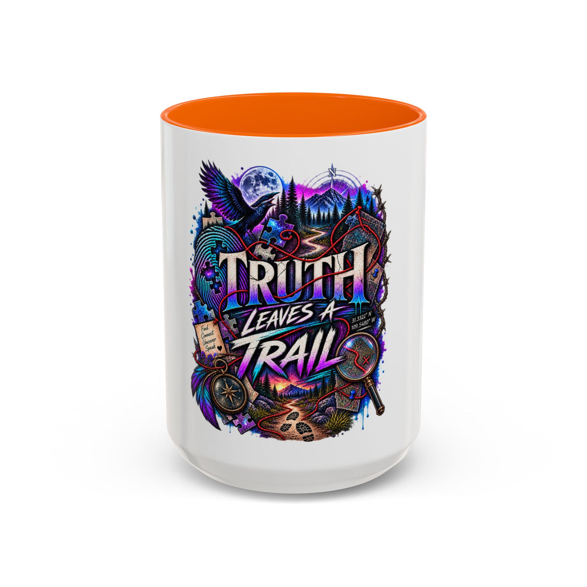 Truth Leaves a Trail Coffee Mug — Mystery Detective Noir Design (11/15 oz)