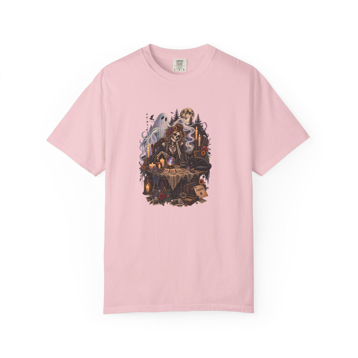 Tarot Seance Skeleton, Black Cat & Ghost Graphic Tee
