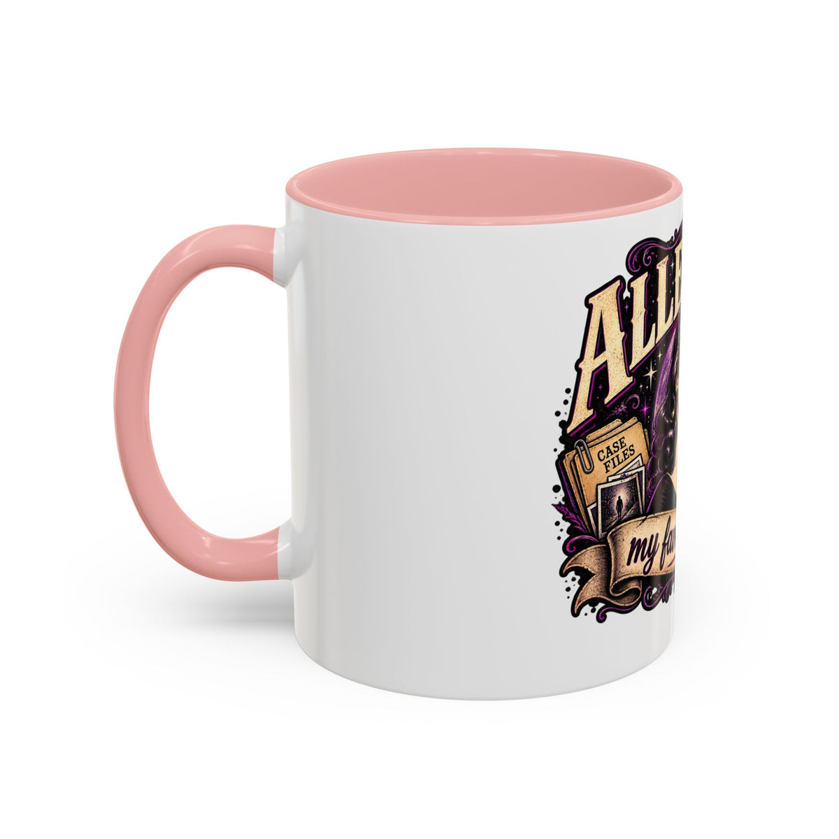 Allegedly Coffee Mug — Retro Pinup Mystery Design