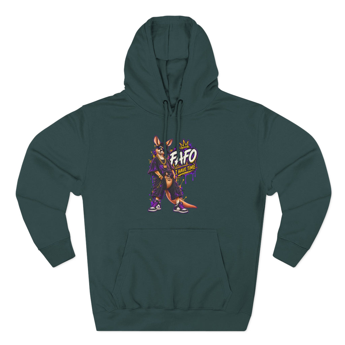 Streetstyle Kangaroo Graphic Hoodie — "FAFO" Retro Character Pullover