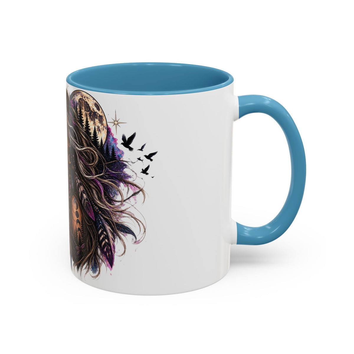 Feral Not Fragile Accent Coffee Mug — Wolf Goddess 11oz/15oz